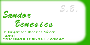 sandor bencsics business card
